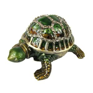 Rucinni Green Turtle Swarovski Crystal Trinket Box